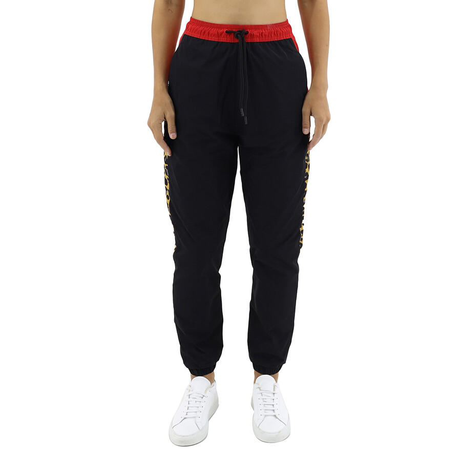 Marcelo Burlon Ladies Leopard Print Colour-block Track Pants