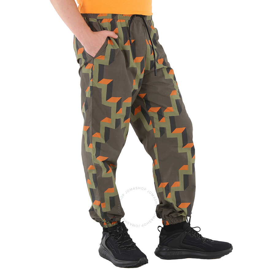 Shop Marcelo Burlon County Of Milan Marcelo Burlon Men's Army Orange Cross Geometric-print Joggers