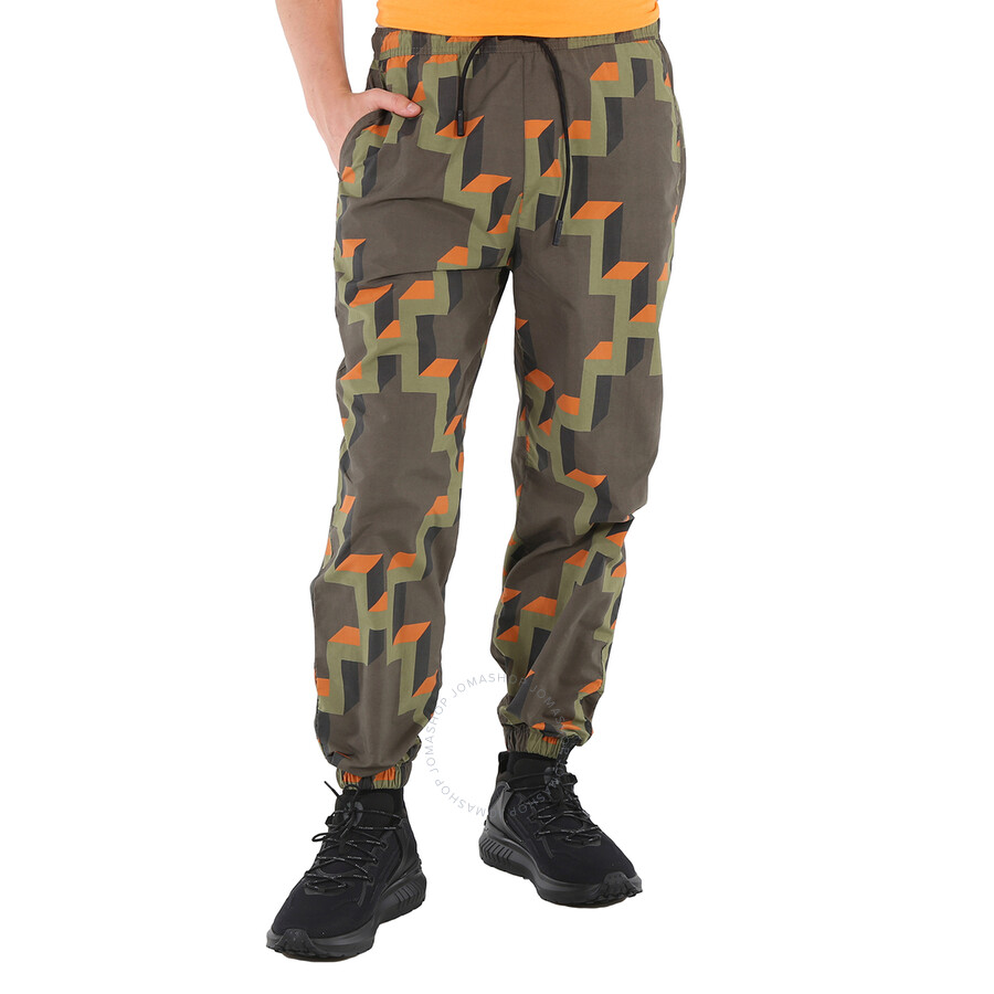 Shop Marcelo Burlon County Of Milan Marcelo Burlon Men's Army Orange Cross Geometric-print Joggers