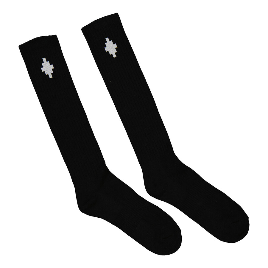 Marcelo Burlon Men's Black / White Sideway Cross Socks, One Size MRA012C99KNI001 BKWH