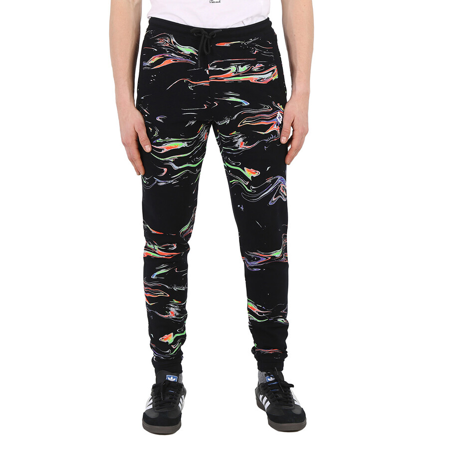 Shop Marcelo Burlon County Of Milan Marcelo Burlon Men's Multicolor Printed Sweatpants In Black/multi