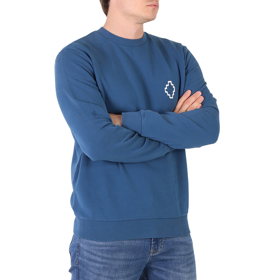 Marcelo Burlon County Of Milan Tempra Cross Crewneck Sweatshirt In Blue