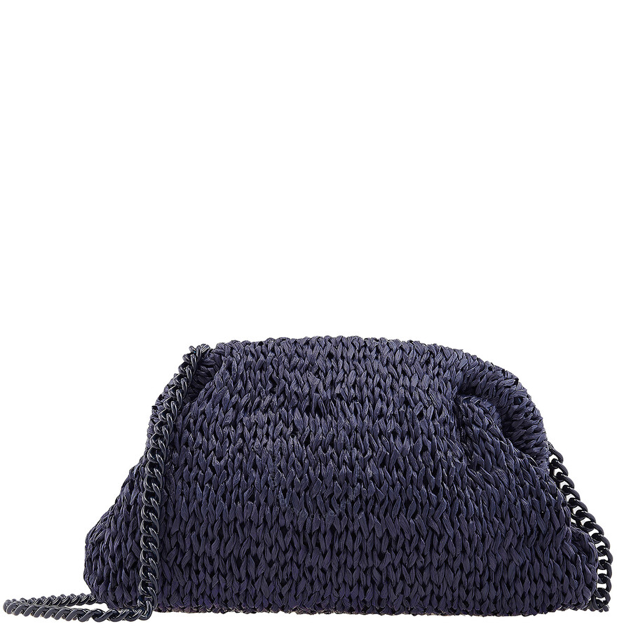 Maria La Rosa Blue Game Raffia Clutch Bag In Blue