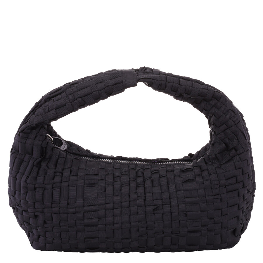 Maria La Rosa Rebirth Woven Ribbon Top-handle Bag In Black