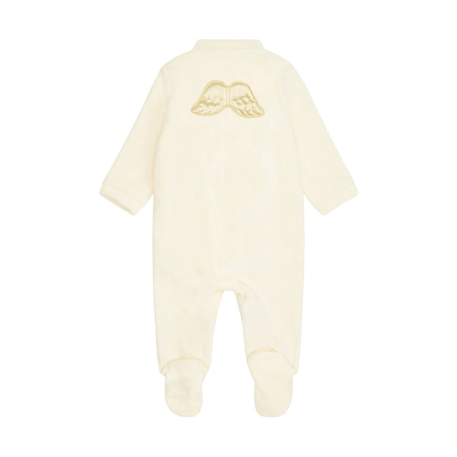 Marie Chantal Infant Velour Angel Wing Cotton Sleepsuit In Neutral