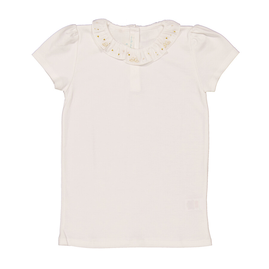 Kids Embroidered Ruffle Collar Shirt