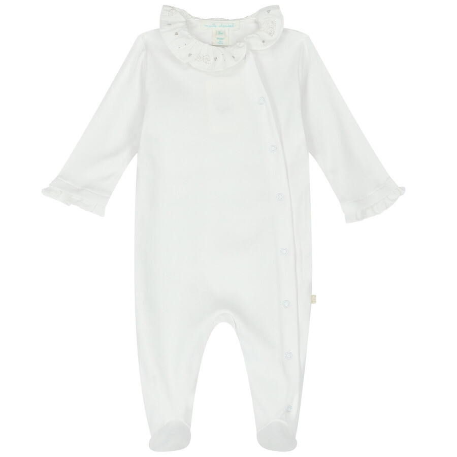 Marie Chantal Marie-chantal Ruffle-neck Cotton Pajamas In White