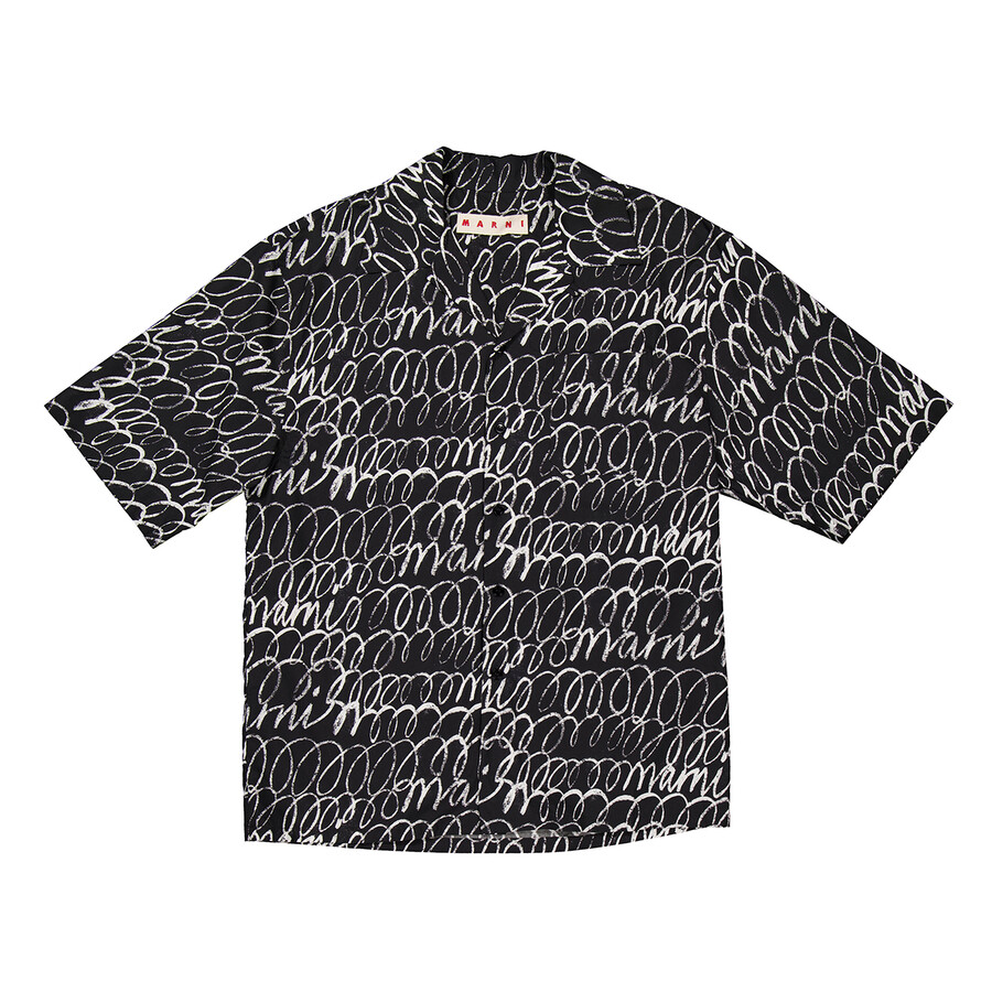 Boxy Fit Black Bowling Shirt, Brand Size 46 ( US Size 36 )