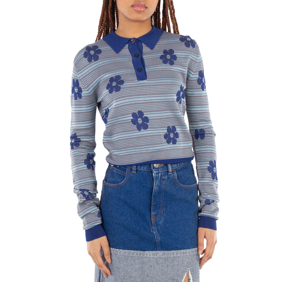 Floral Striped Polo Shirt