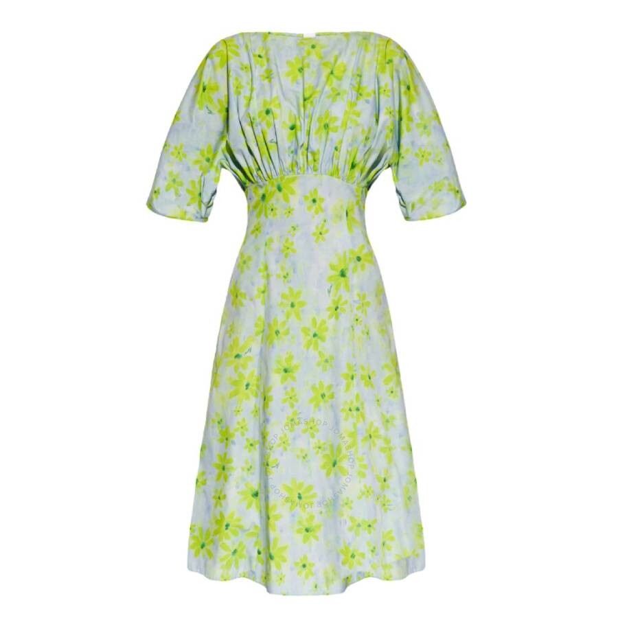 Marni Floral Printed Midi Dress In Blue