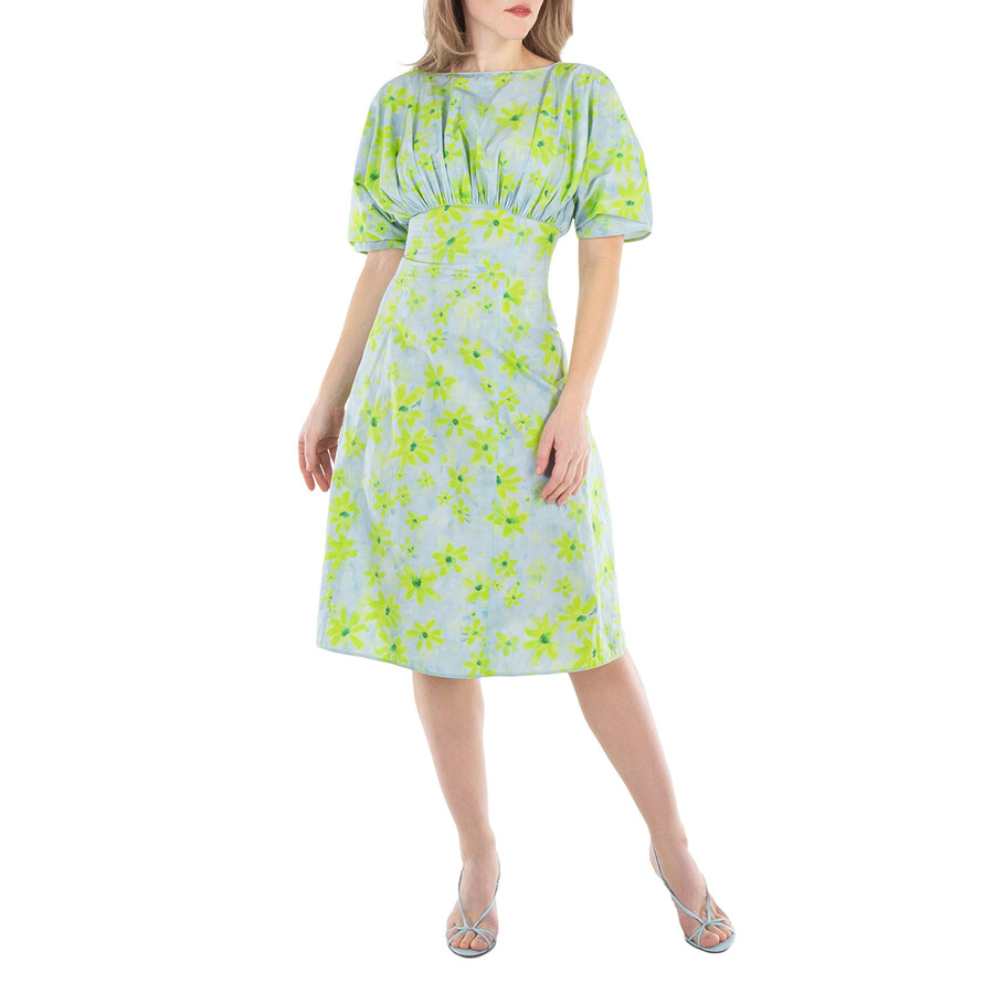 Gathered Poplin Midi Dress