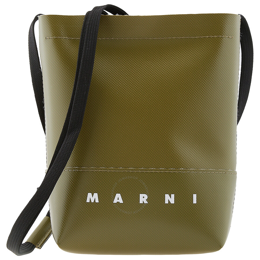 Marni Green Museu Logo-Print Mini Bag SBMQ0068A0-LEAV GREEN