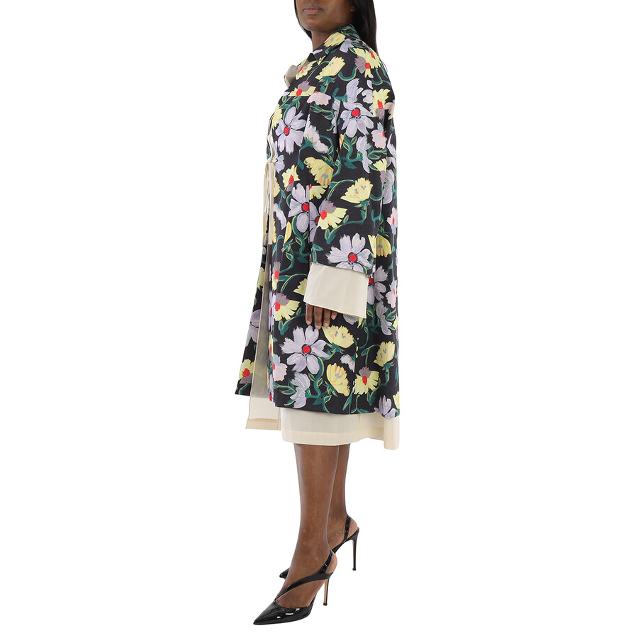 Ladies Floral-print Oversized Coat
