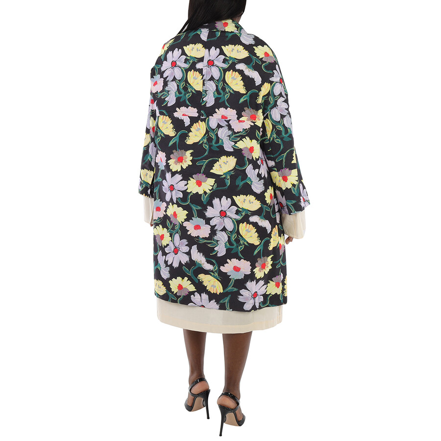 Ladies Floral-print Oversized Coat