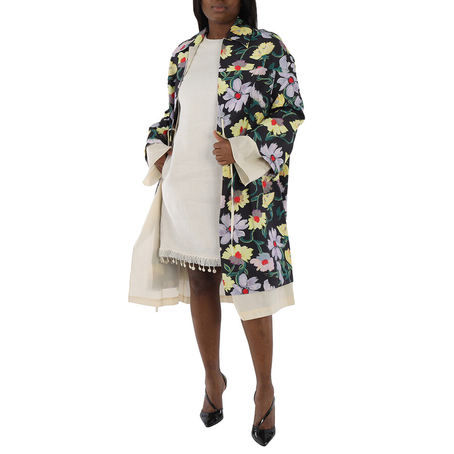 Ladies Floral-print Oversized Coat