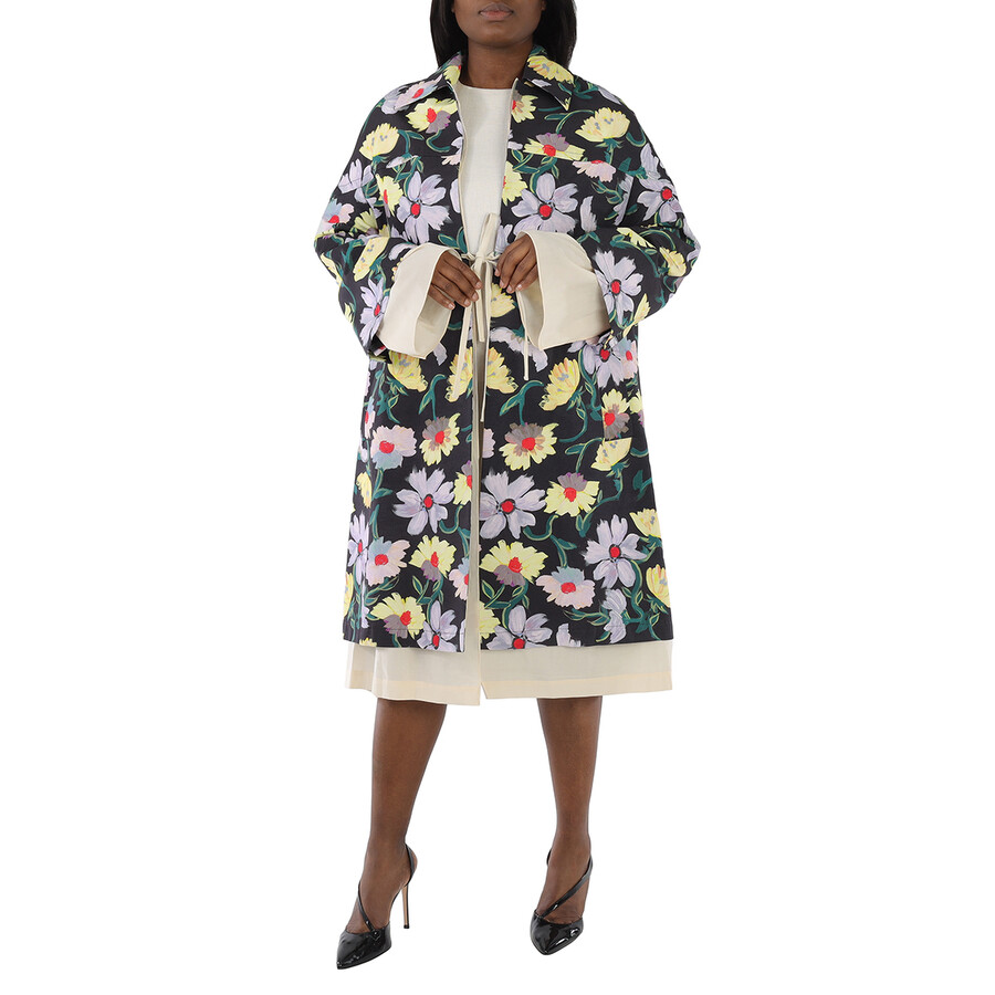 Ladies Floral-print Oversized Coat