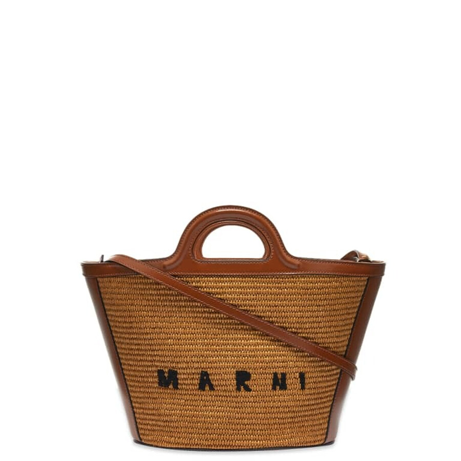 Marni Ladies Raw Sienna Tropicalia Logo Small Bag