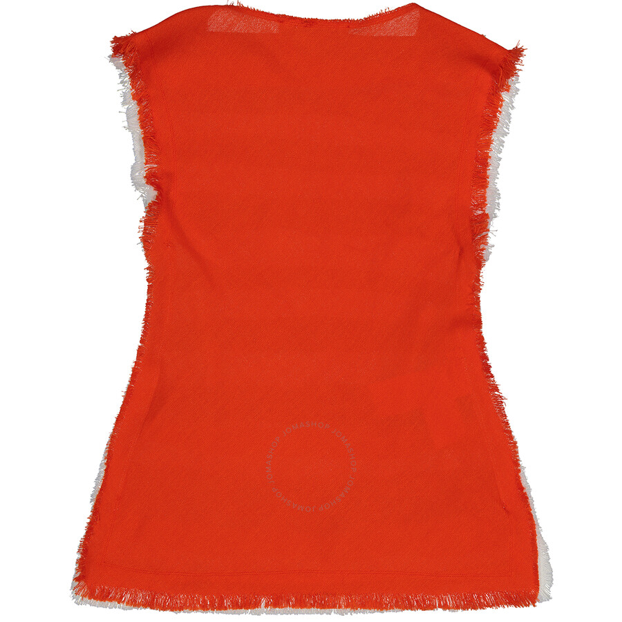 Marni Ladies Stripe-print Sleeveless Top In Orange/white/black