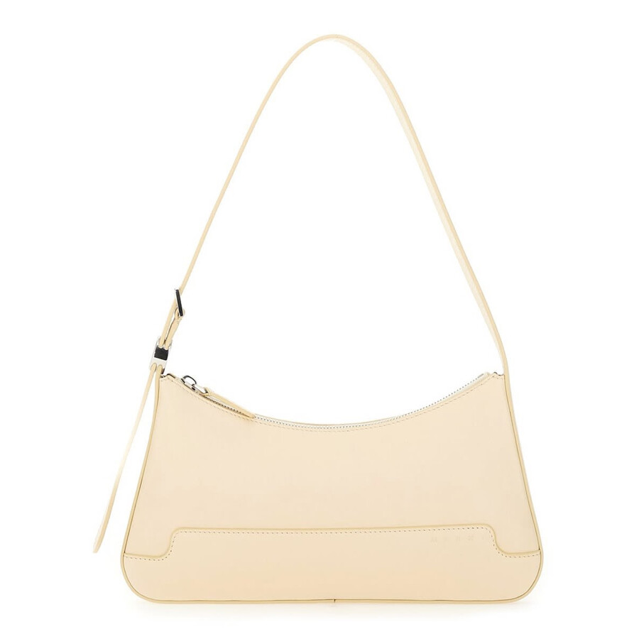 Marni Leather Shoulder Bag In Sand