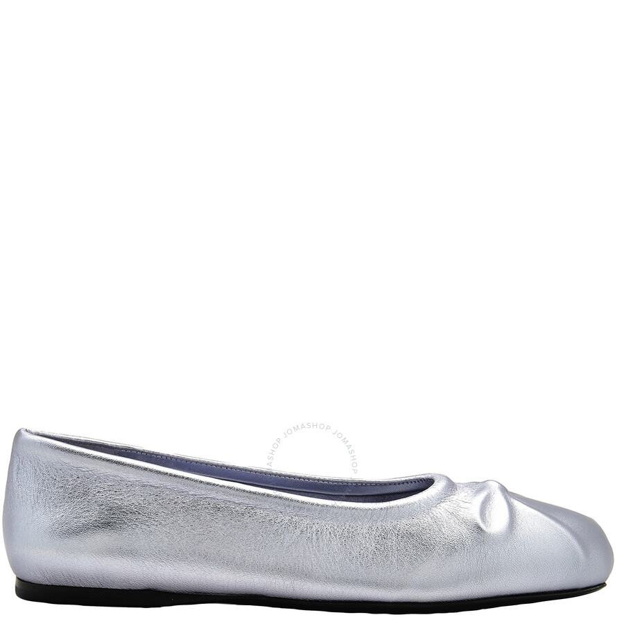 Marni Little Bow Nappa Leather Ballet Flats In Blue