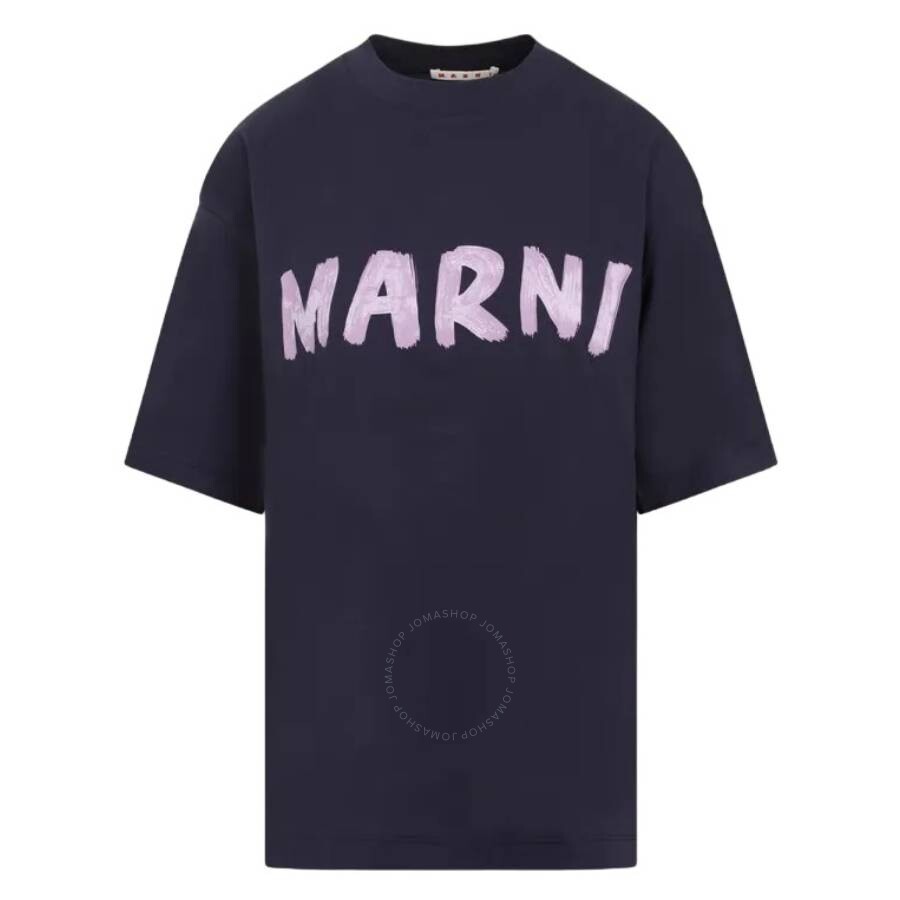Marni Logo Organic Cotton T-shirt In Black