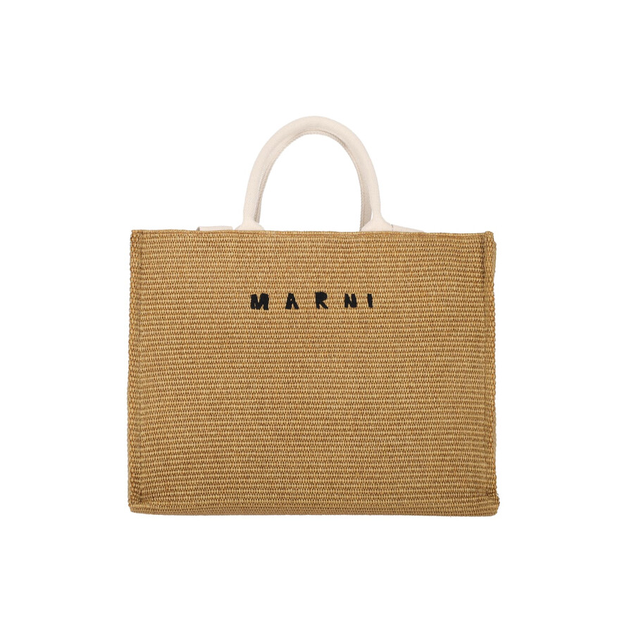 Marni Logo Tote Bag In Brown