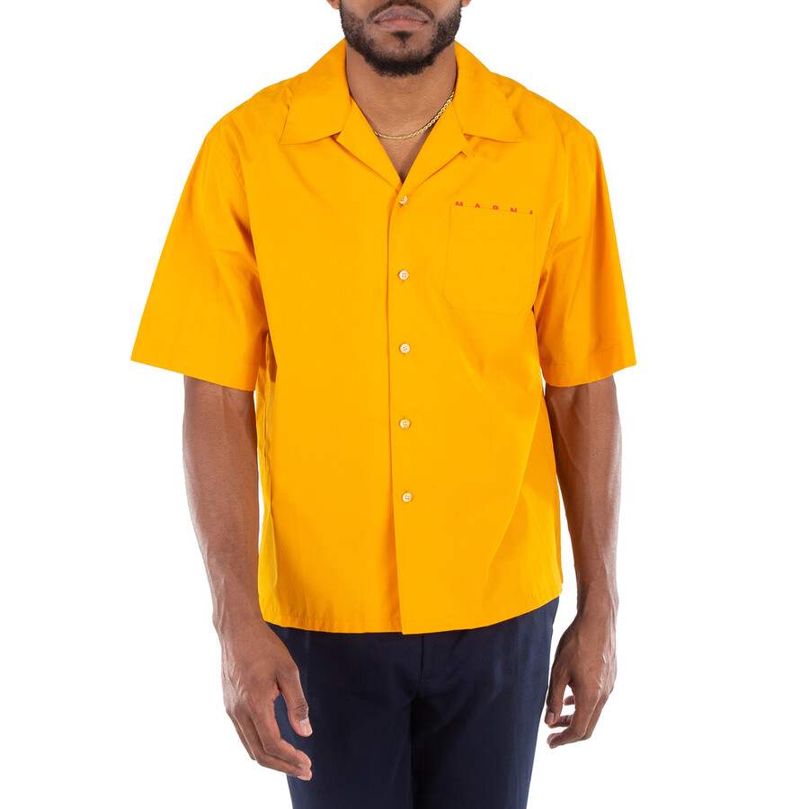 Marni Logo-Print Cotton Poplin Bowling Shirt, Brand Size 48