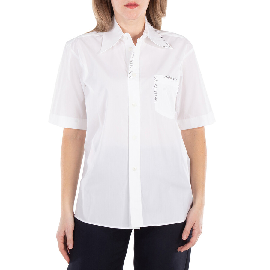 Loose-Fit Blouse With Pointed Collar