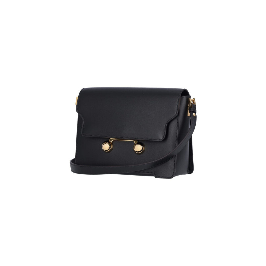 Marni Black Leather Medium Trunkaroo Crossbody Bag In Black