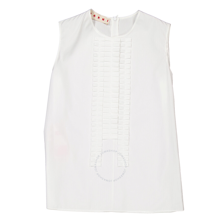 Marni Box-pleated Bib Poplin Shirt In White