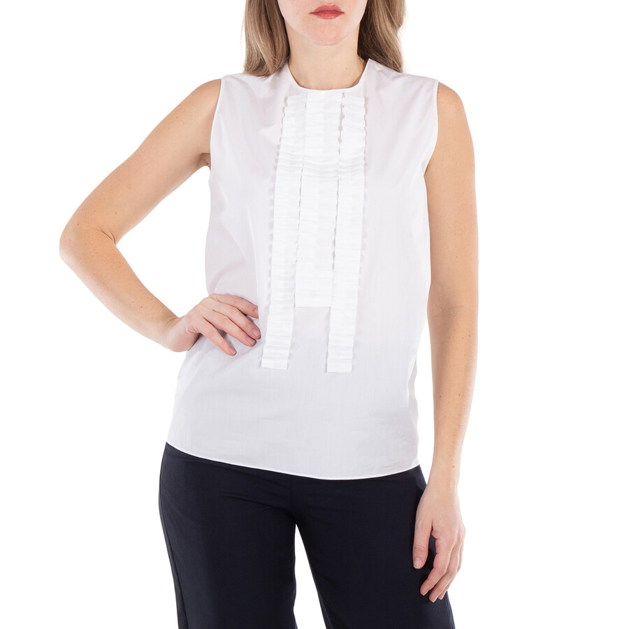 Pleated Detailing Poplin Sleeveless Top
