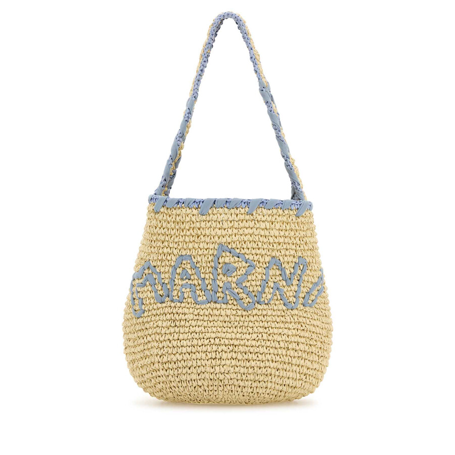 Marni Raffia Small Nassa Shoulder Bag In Orange