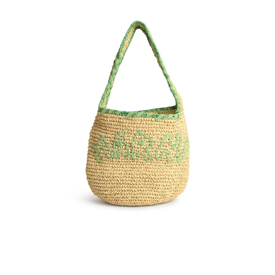 Marni Small Nassa Bag In Green Natural Raffia In Neutral