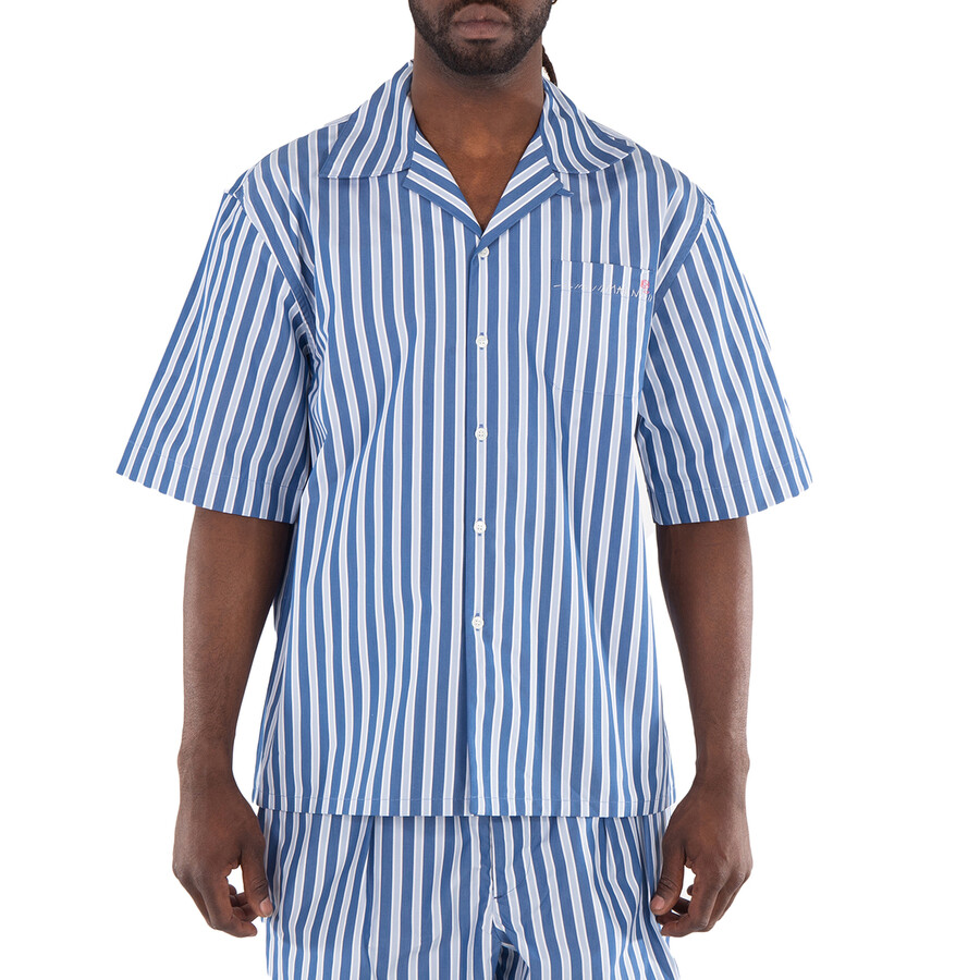 Striped Embroidered Logo Cotton Shirt