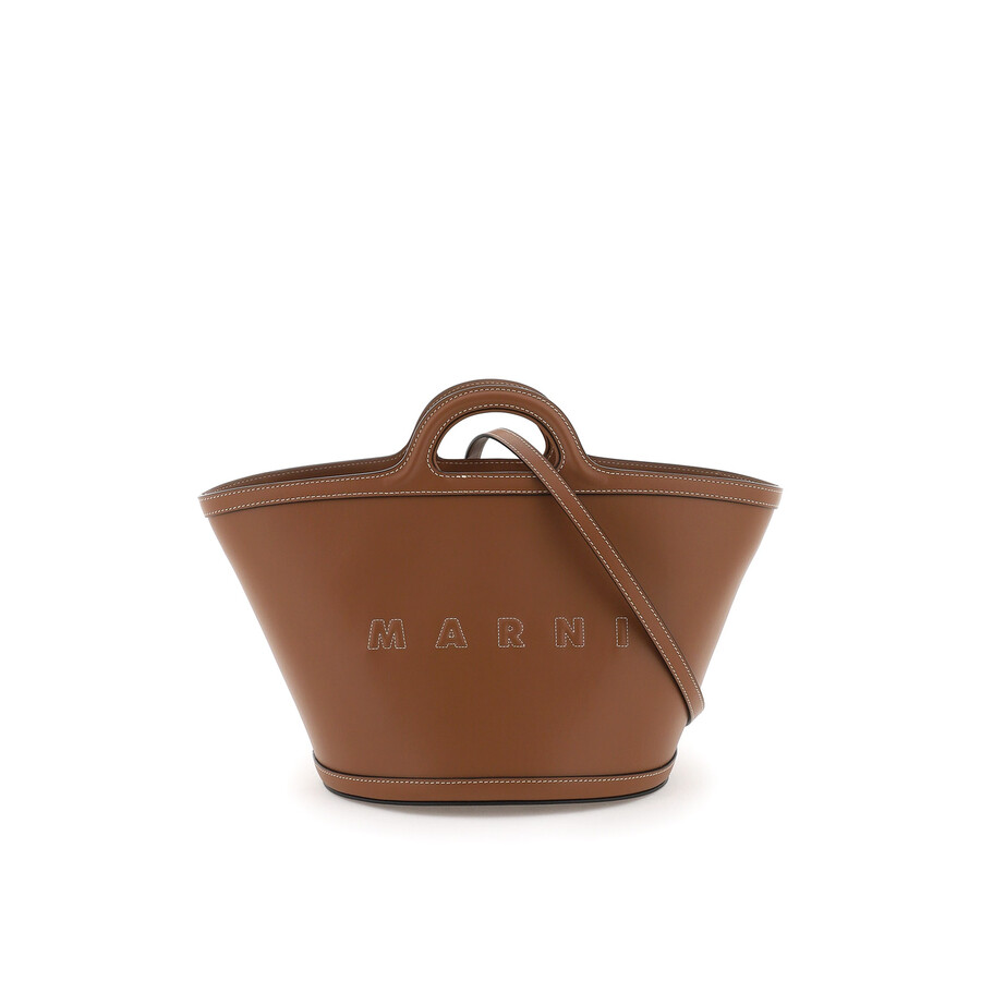 Marni Tropicalia Small Bag In Brown Leather
