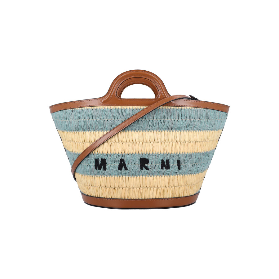 Marni Women's Tropicalia Raffia-effect Small Bag In Brown