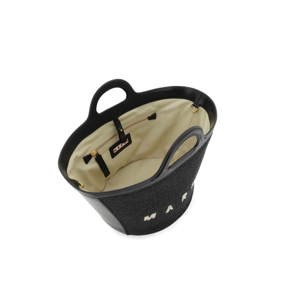 Marni Tropicalia Micro Shopper Bag - Black - Leather In Black