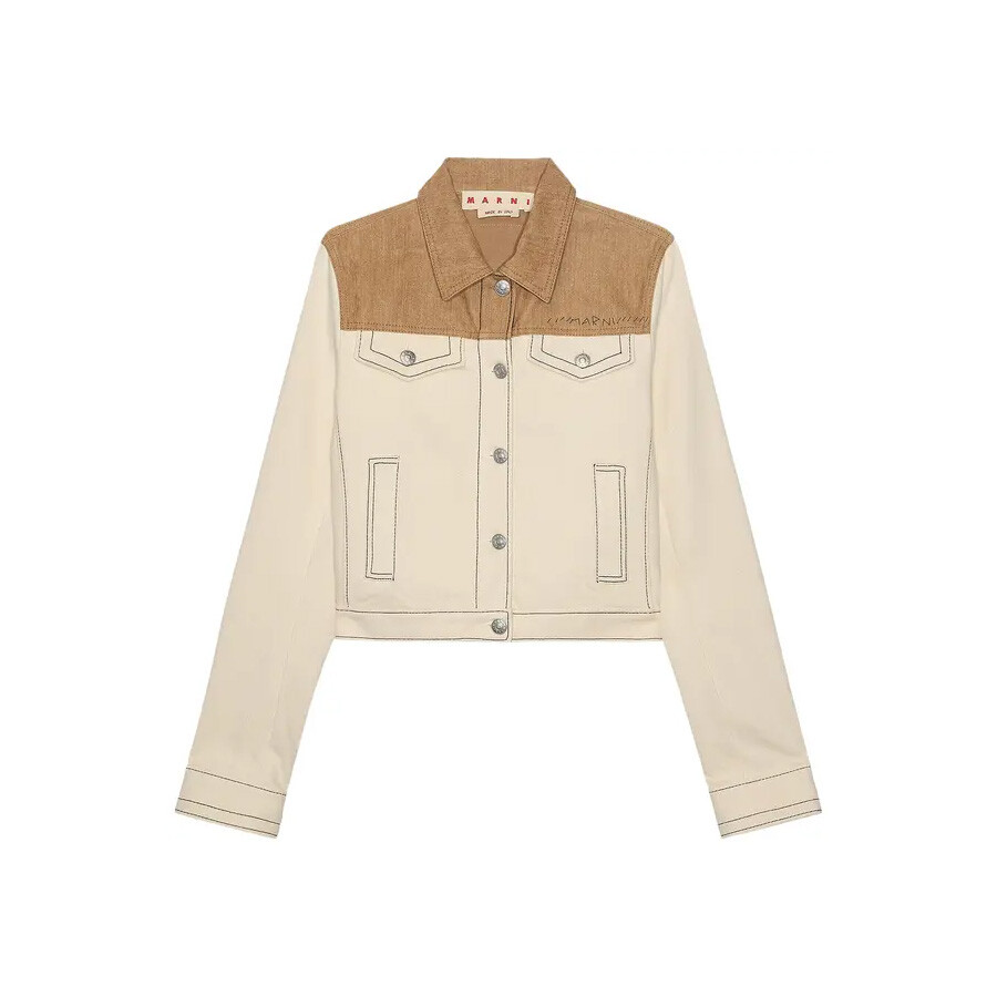 Marni Two-tone Cowboy Jacket In White