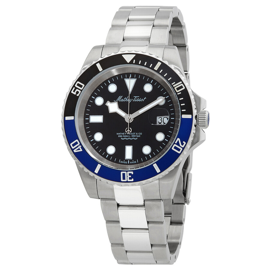 Mathey-Tissot Jumbo Quartz Black Dial Batman Bezel Men's