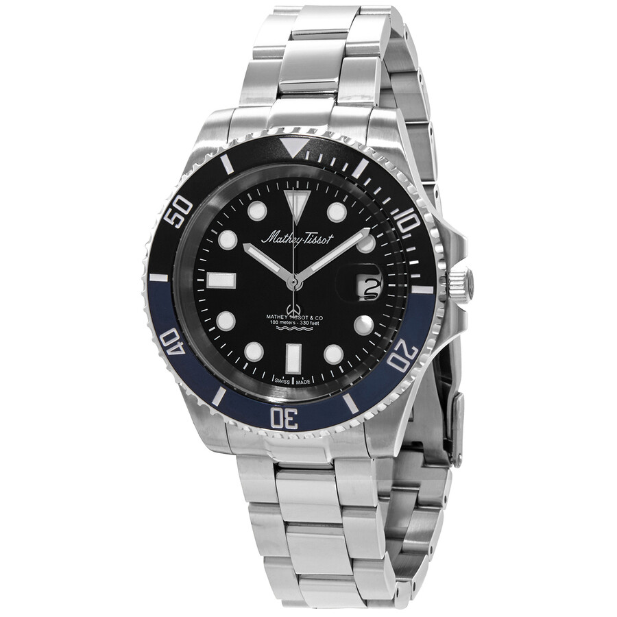 Mathey-tissot Mathey Jumbo Quartz Black Dial Batman Bezel Men's Watch H906anb In Black / Blue