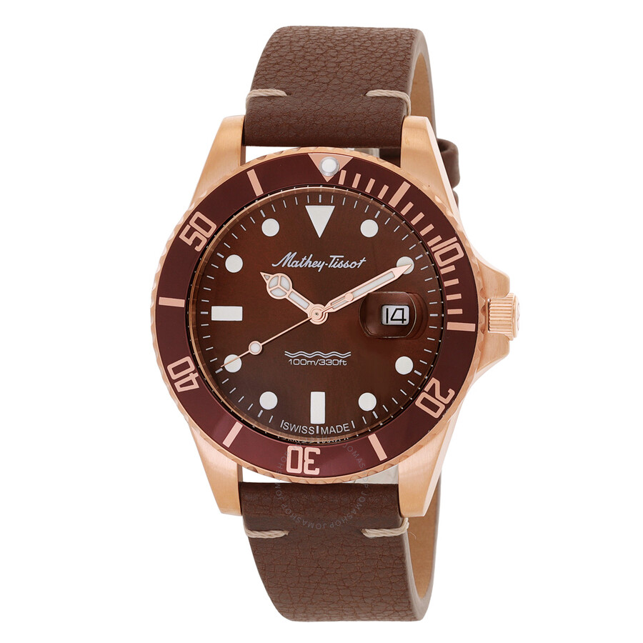 Shop Mathey-tissot Mathy Vintage Quartz 42 Mm Brown Dial Men's Watch H9010plrm In Brown / Gold Tone / Rose / Rose Gold Tone