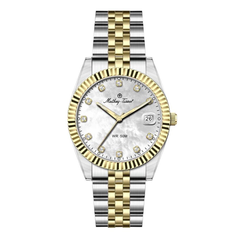 Mathey-Tissot Quartz White Mother of Pearl Dial Ladies Watch