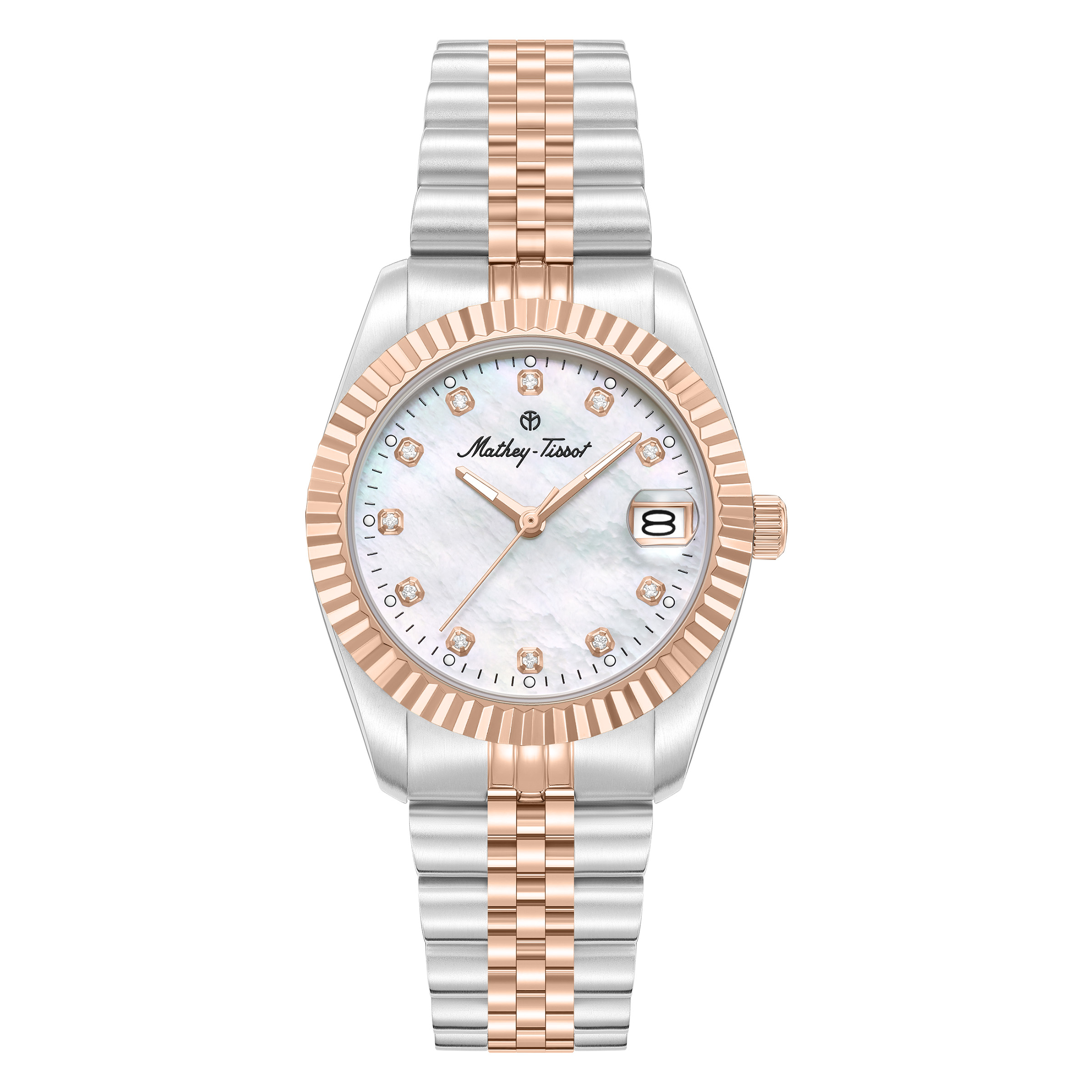 Mathey-Tissot Quartz White Mother of Pearl Dial Ladies Watch H250954A-C