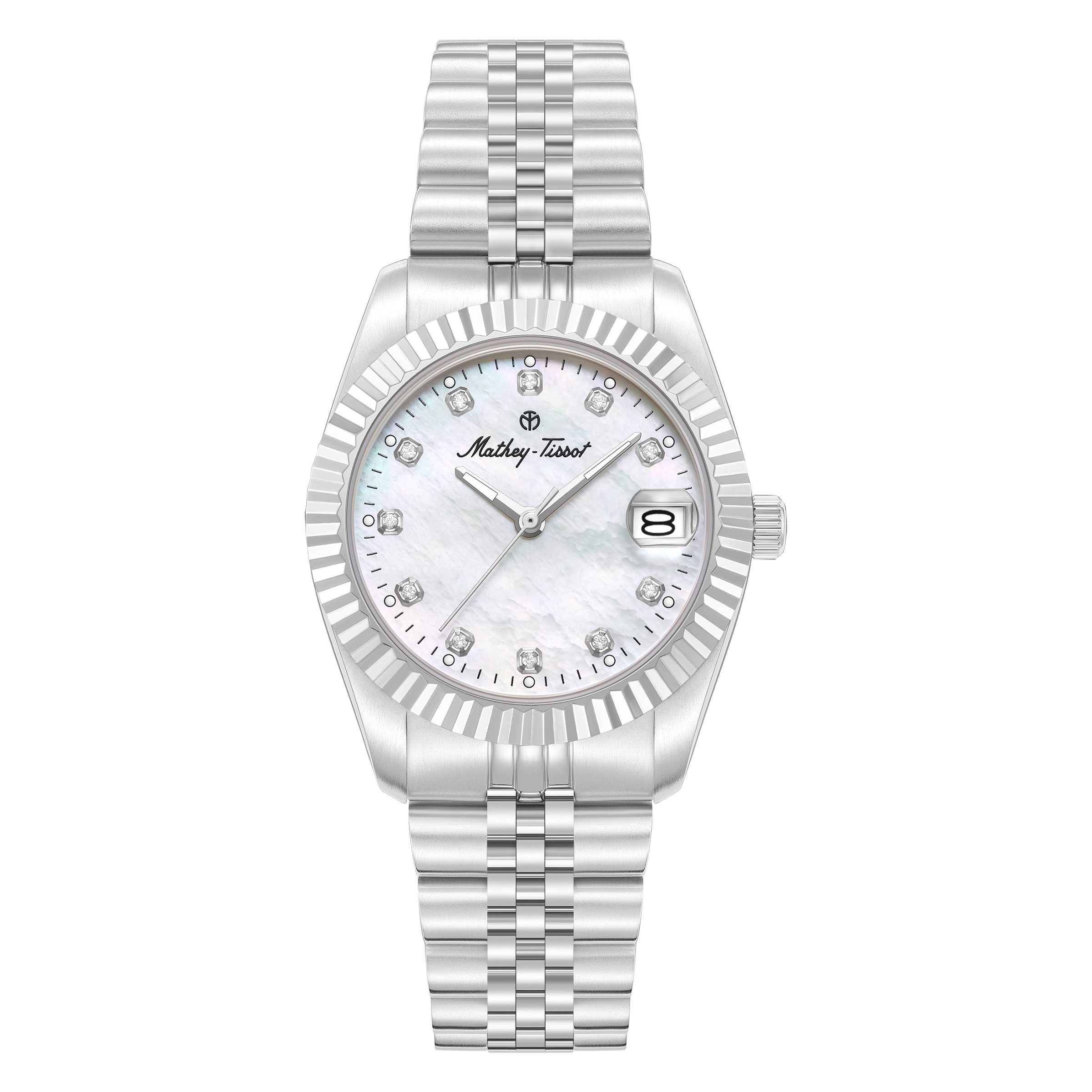マリーです。 Mathey-Tissot Quartz White Mother of Pearl Dial Ladies Watch
