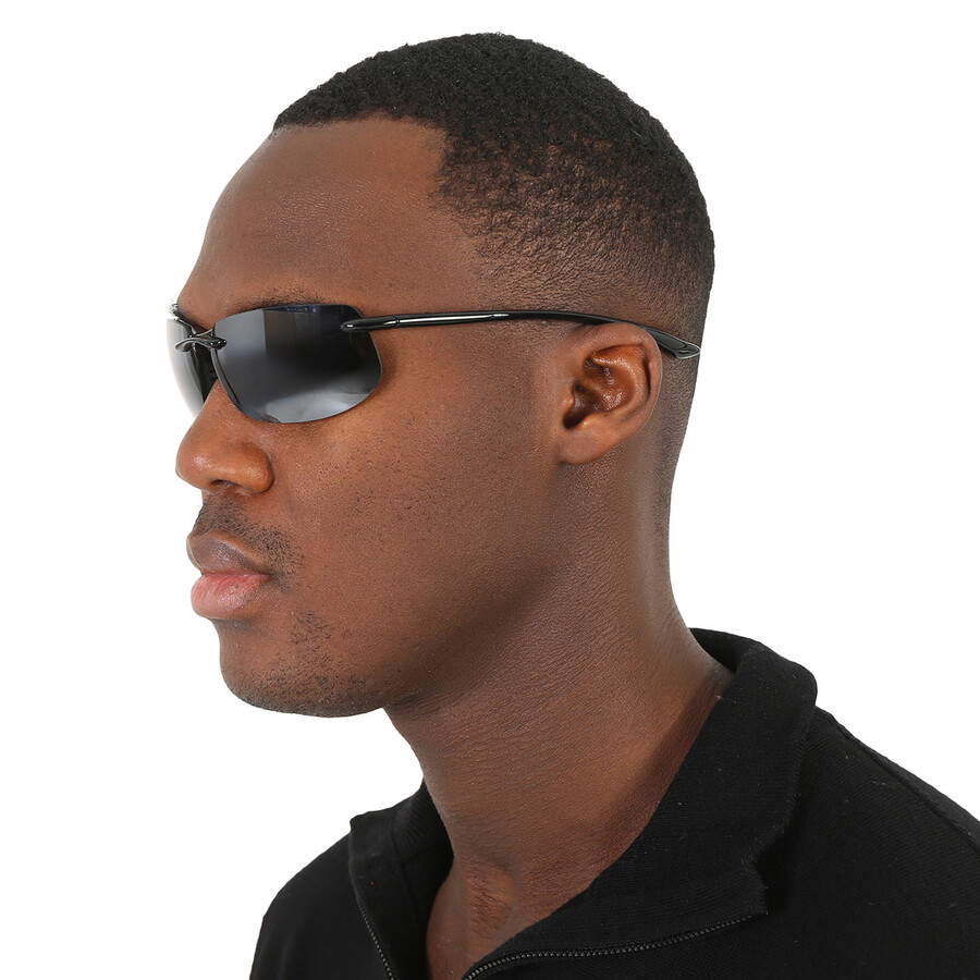 Maui Jim Banyans Universal Fit Neutral Grey Wrap Unisex Sunglasses 412n-02 70 In Black / Grey