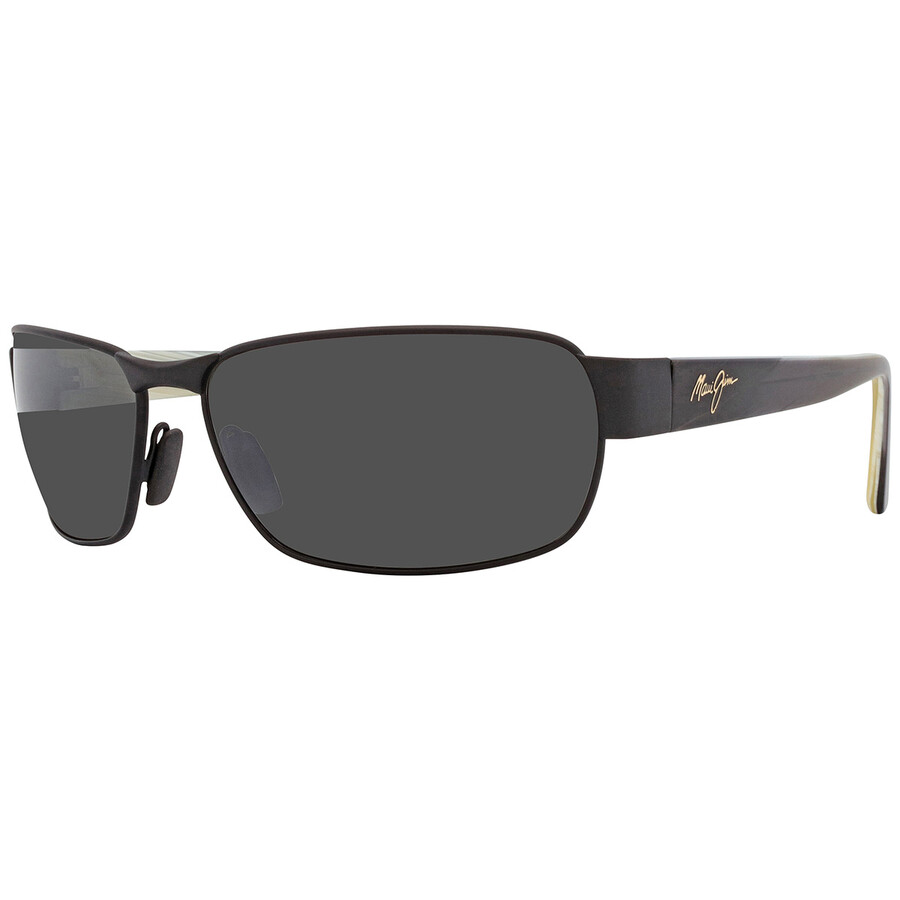 Maui Jim Black Coral Neutral Grey Rectangular Unisex Sunglasses 249-2m 65 In Black / Coral / Grey
