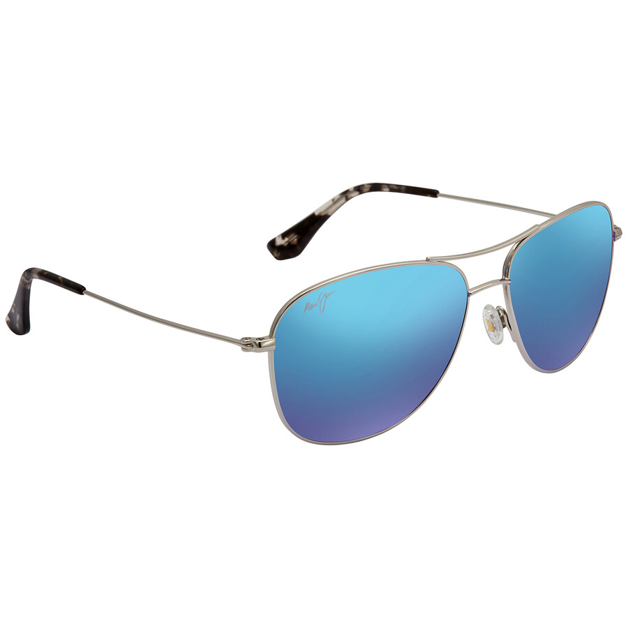 Maui Jim Cliff House Blue Hawaii Pilot Unisex Sunglasses B247-17 59 In Blue / Silver