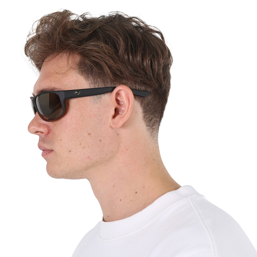 Maui Jim Kaiwi Channel Hvl Bronze Wrap Unisex Sunglasses H840-25c In Bronze / Brown / Dark