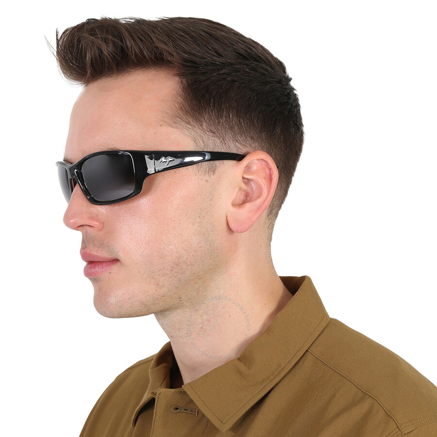 Shop Maui Jim Local Kine Neutral Grey Wrap Unisex Sunglasses 810-07e 61 In Black / Grey / Maroon