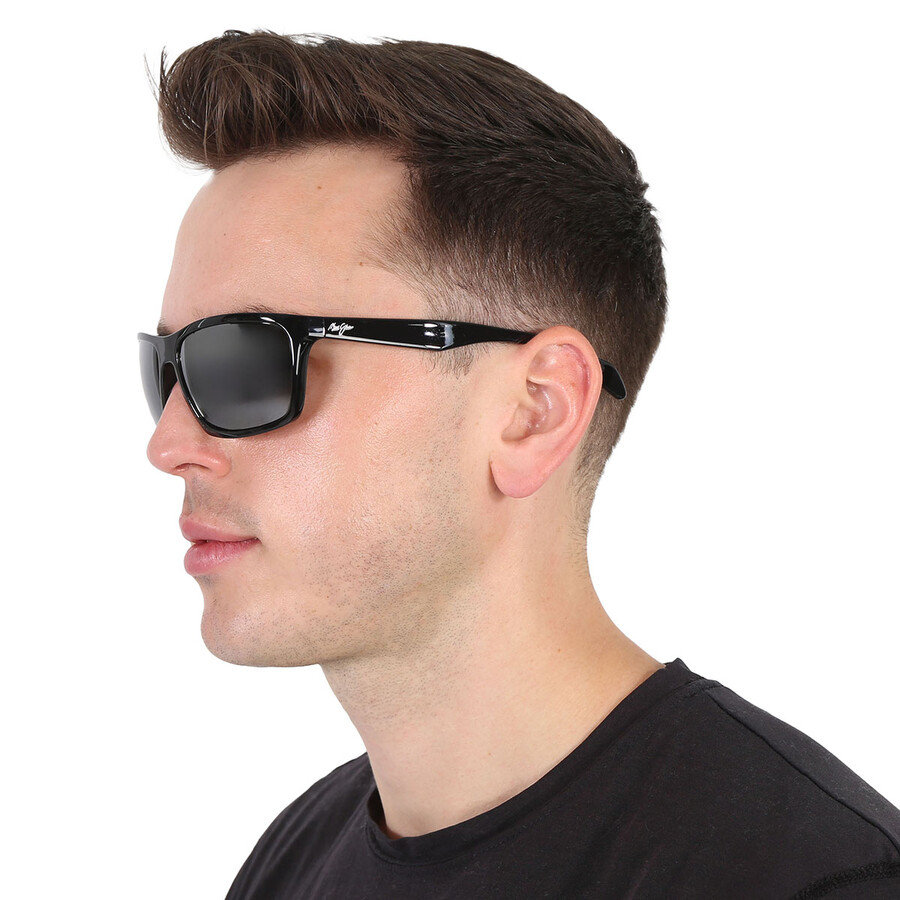 Maui Jim Makoa Neutral Grey Wrap Unisex Sunglasses 804-02 59 In Black / Grey